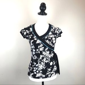 Ann Taylor Loft Floral Faux Wrap Blouse